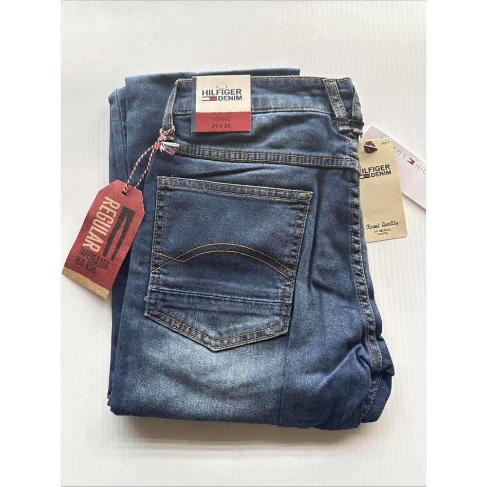 TOMMY HILFIGER Men’s RONNIE Jeans - W29xL33 - Blue Denim - Tapered Leg Mid-Rise